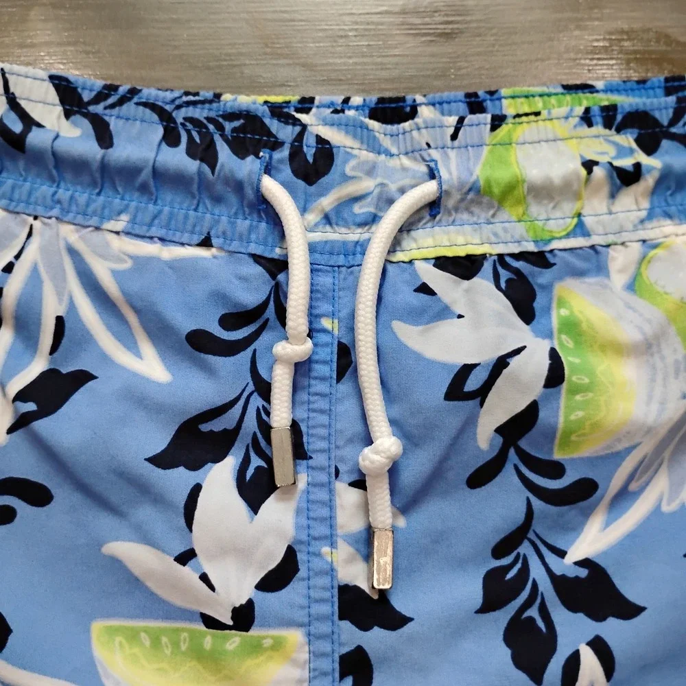 Brooks Brothers Country Club Swim Trunks Mens M Blue Botanical Drawstring Shorts